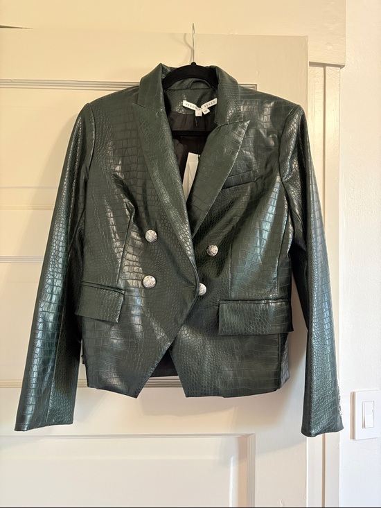 Veronica Beard Jackets & Blazers - NWT VERONICA BEARD Gail Dickey Faux Leather Jacket In Evergreen size 8